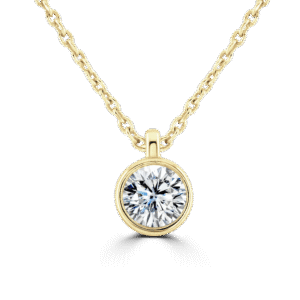 18ct yellow gold diamond solitaire pendant and chain 0.40ct