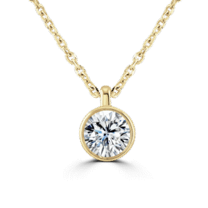 18ct yellow gold diamond solitaire pendant and chain 0.50ct