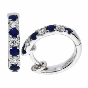 18ct white gold sapphire and diamond hoop earrings