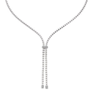 FOPE EKA 18ct white gold necklet with two tassel detail and pave diamond set cuff