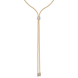 FOPE ARIA18ct yellow  gold necklet with two tassel detail and pave diamond set cuff