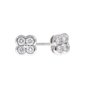 18ct yellow gold four stone diamond cluster stud earrings
