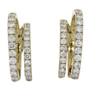 18ct yellow gold double loop diamond hoop earrings
