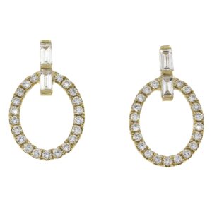 18ct yellow gold open oval design diamond set earrings