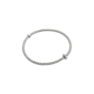 FOPE Prima 18ct white gold bracelet with white gold pave set diamond cuff.