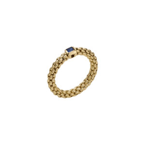 Fope Souls 18ct yellow gold ring set with one square shaped Sapphire