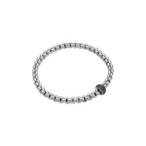 Fope Eka flex'it 18ct white gold bracelet with a single rondol set with black diamonds