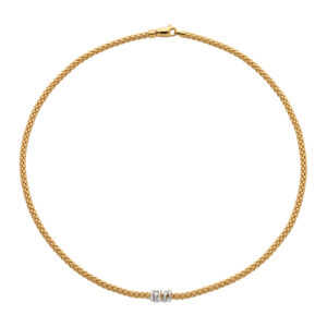 FOPE Prima necklet in 18ct yellow and white gold with five diamond set bamboo shaped rondels
