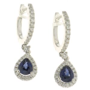 18ct white gold sapphire and diamond drop earrings