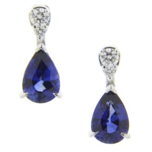 18ct white gold sapphire and diamond drop earrings