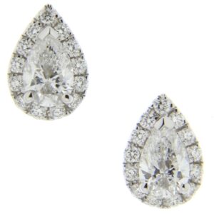 18ct white gold pear shaped diamond cluster earrings
