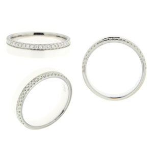 Platinum and diamond 4mm plain polished band with a line of diamonds