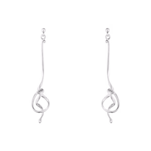 Georg Jensen Torun Forget-Me-Knot silver drop earrings.