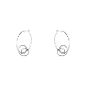 Georg Jensen Torun Forget-Me-Knot silver hoop style earrings.