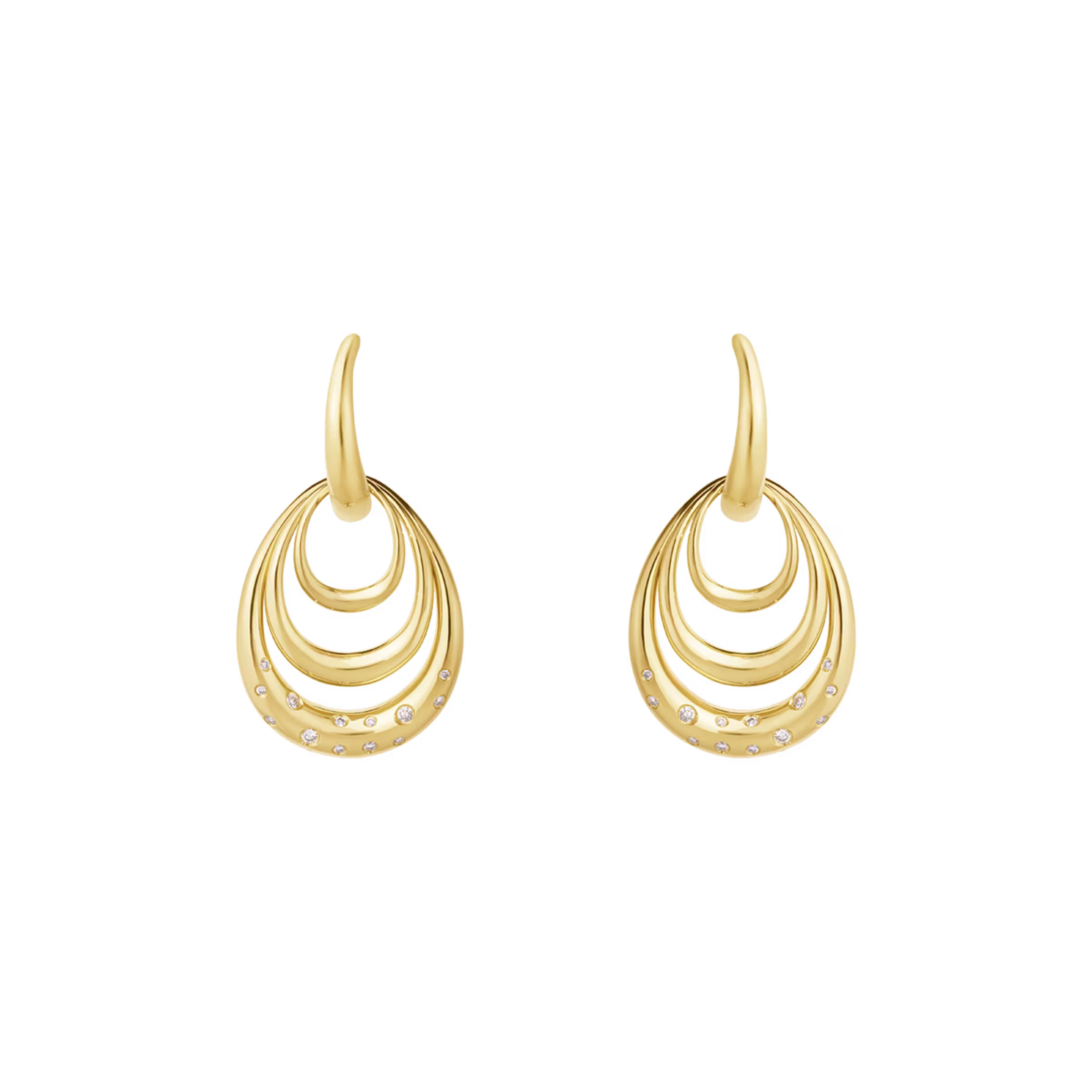 Georg Jensen 18ct yellow gold with diamonds Offspring drop earrings