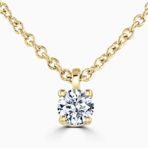 Lab grown round brilliant cut diamond 2.05ct 18ct yellow gold pendant and chain