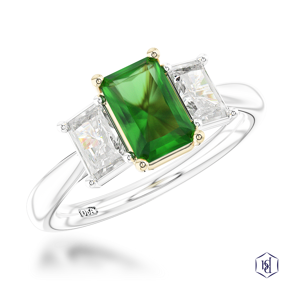 Platinum/Yellow Florentina Emerald 1.91ct