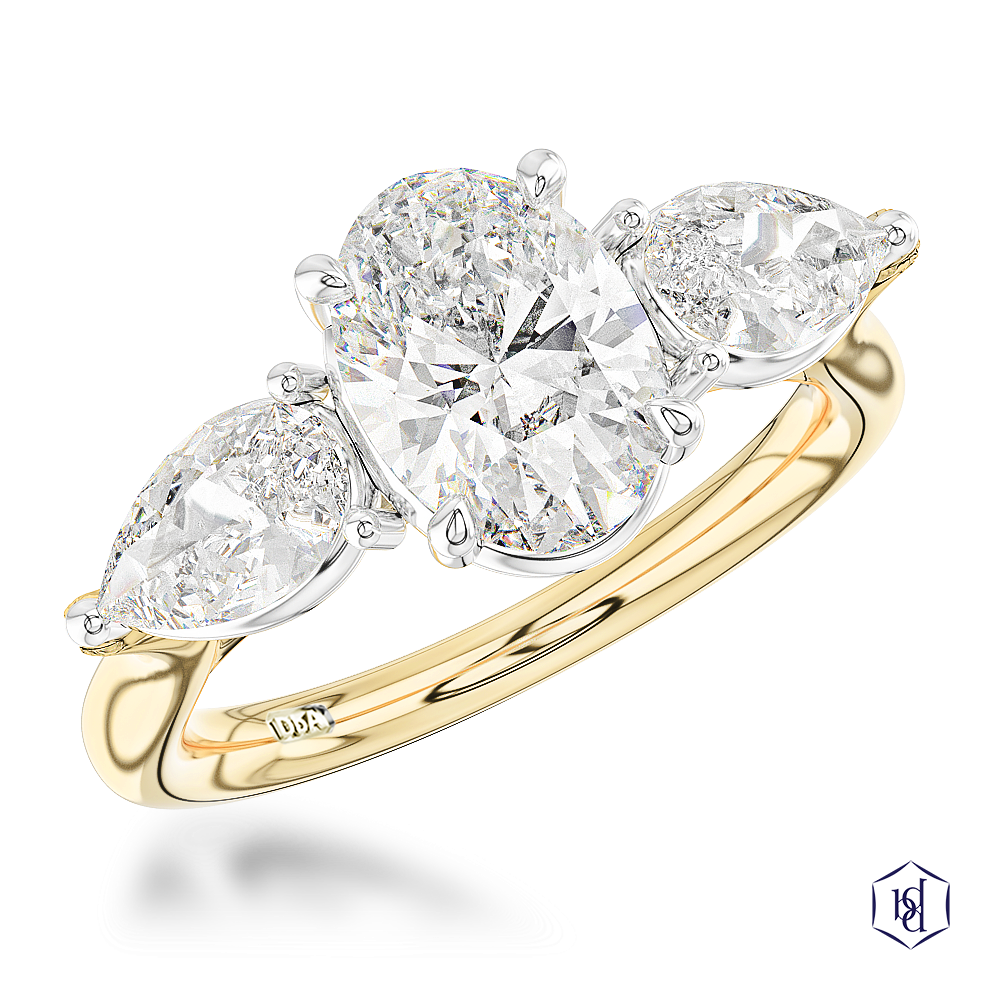 Yellow Gold/Platinum LG Florentine Oval 1.55ct E VS1