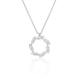 18ct White Gold Diamond Circle Pendant Necklace