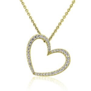 18ct Yellow Gold Diamond Heart Pendant Necklace