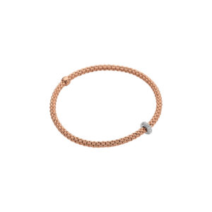 FOPE Prima 18ct rose gold bracelet with single 18ct white gold pave diamond cuff