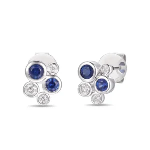 Bubble style cluster Sapphire and Diamond stud earrings
