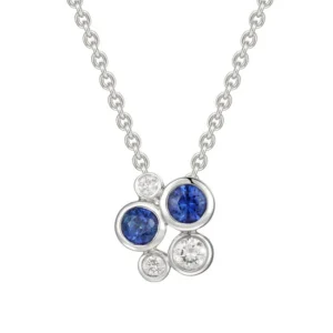 Bubble style cluster Sapphire and Diamond pendant on chain