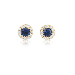 Sapphire and Diamond 18ct white gold stud earrings